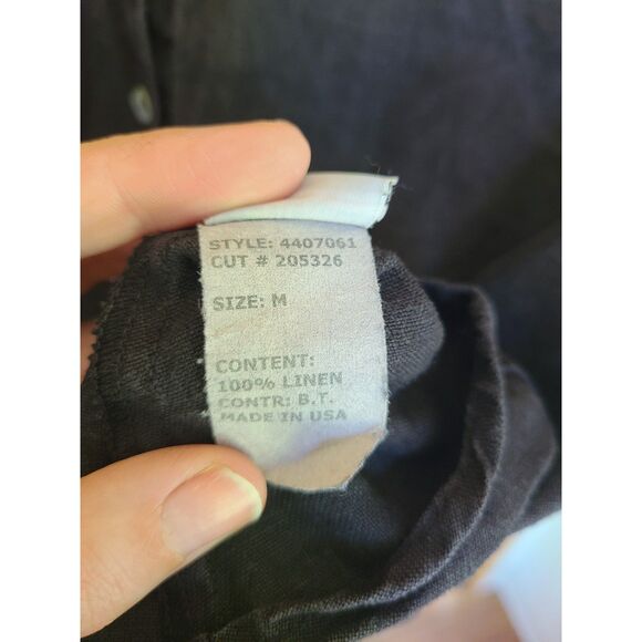 Cut Loose 100% Linen Black Button Up Shirt Top MEDIUM Lagenlook Minimalist - Picture 4 of 5